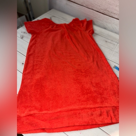 🔥 🔥🔥Vintage Bright Orange Terrycloth Swimsuit Cover-Up – Size Large Summer Retro - Picture 8 of 8